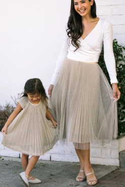 Alice Pleated Tulle Midi Skirt