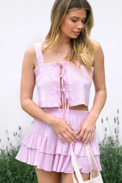 Ava Plaid Bow Skirt Set