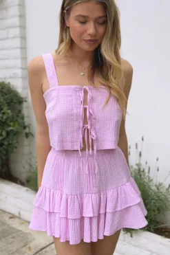 Ava Plaid Bow Skirt Set