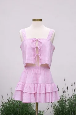 Ava Plaid Bow Skirt Set