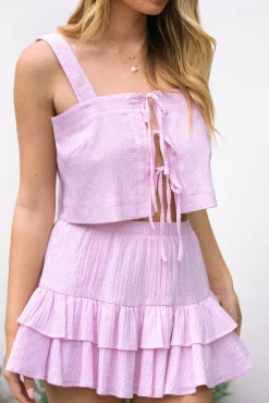 Ava Plaid Bow Skirt Set