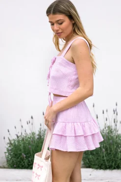 Ava Plaid Bow Skirt Set