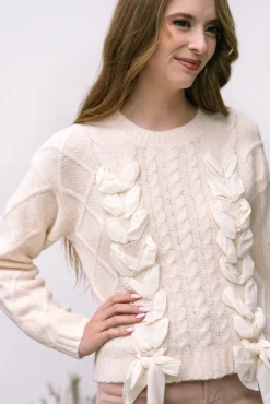 Cece Cable Knit Bow Sweater