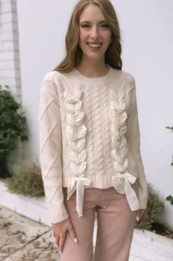 Cece Cable Knit Bow Sweater