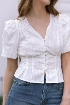 Daisy Buttoned Eyelet Top