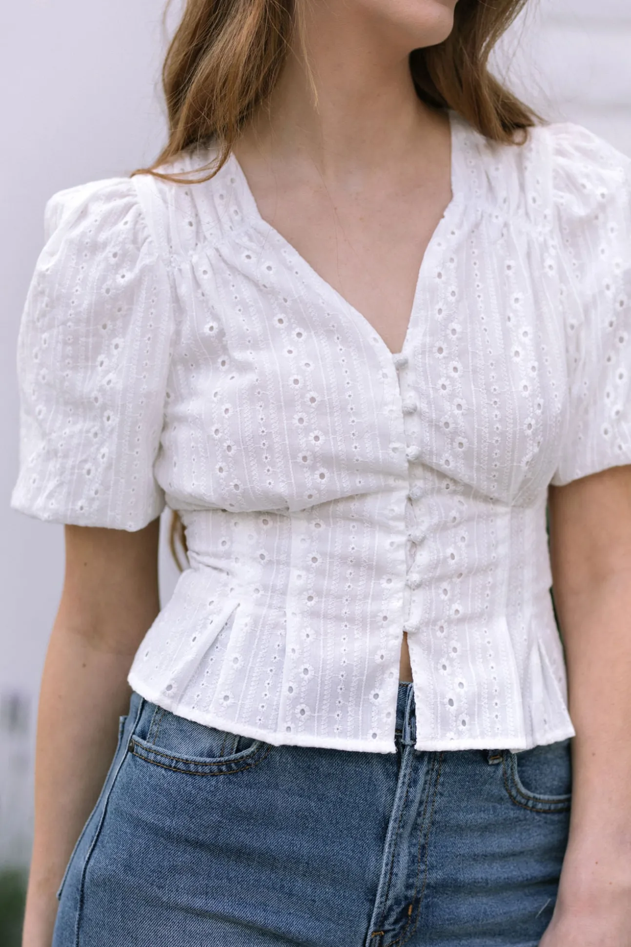 Daisy Buttoned Eyelet Top