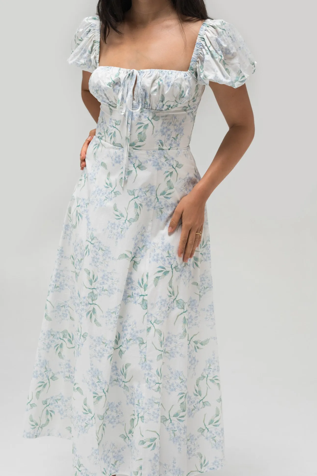 Enid Puff Sleeve Midi Dress