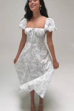 Enid Puff Sleeve Midi Dress