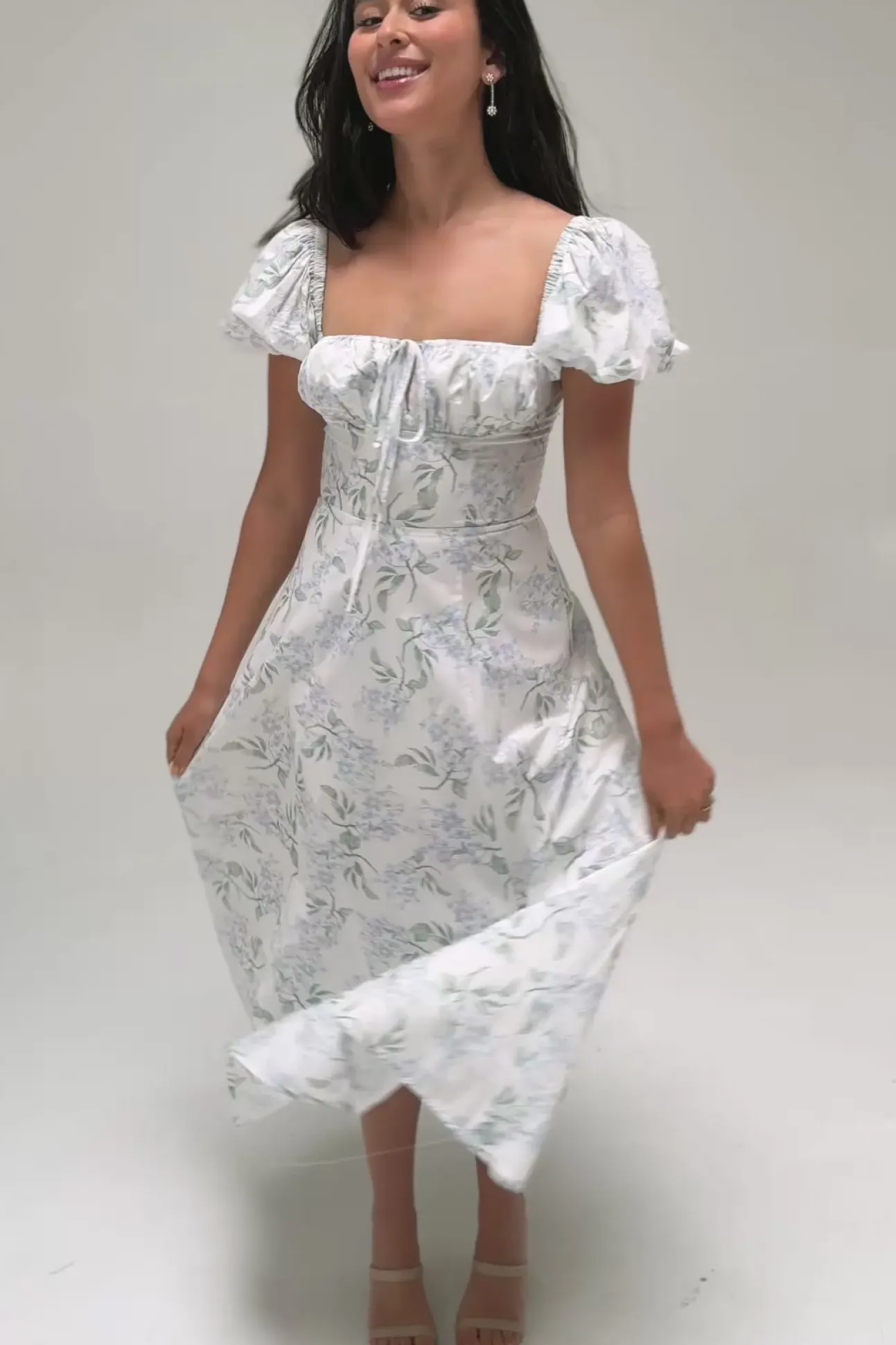 Enid Puff Sleeve Midi Dress