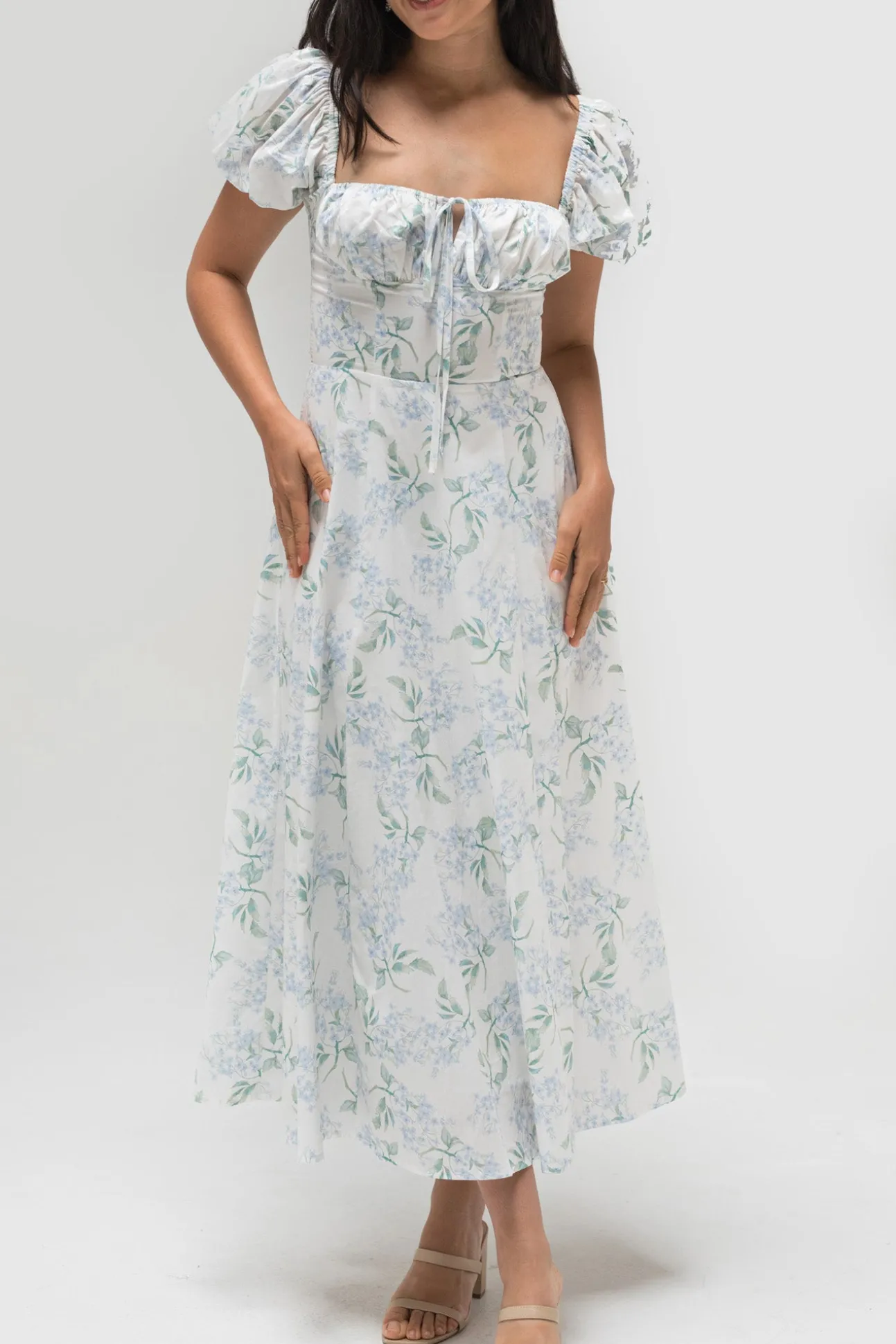 Enid Puff Sleeve Midi Dress