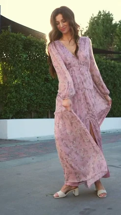 Helena Long Sleeve Floral Maxi Dress
