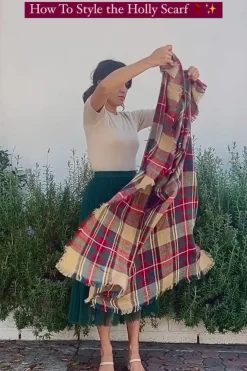 Holly Beige Plaid Knitted Scarf
