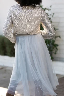Jessa Surplice Sequin Bodysuit