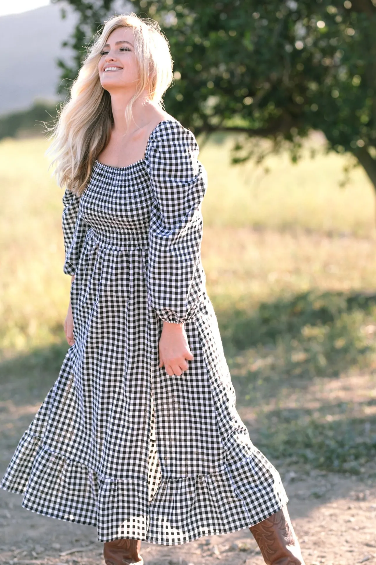 Jordyn Smocked Gingham Dress