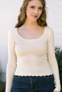 Mandy Scalloped Long Sleeve