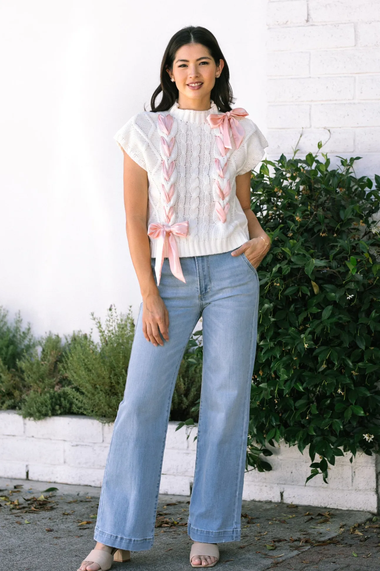 Martha Bow Cable Knit Top