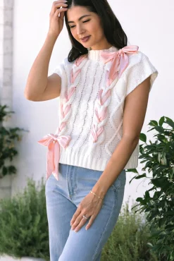 Martha Bow Cable Knit Top