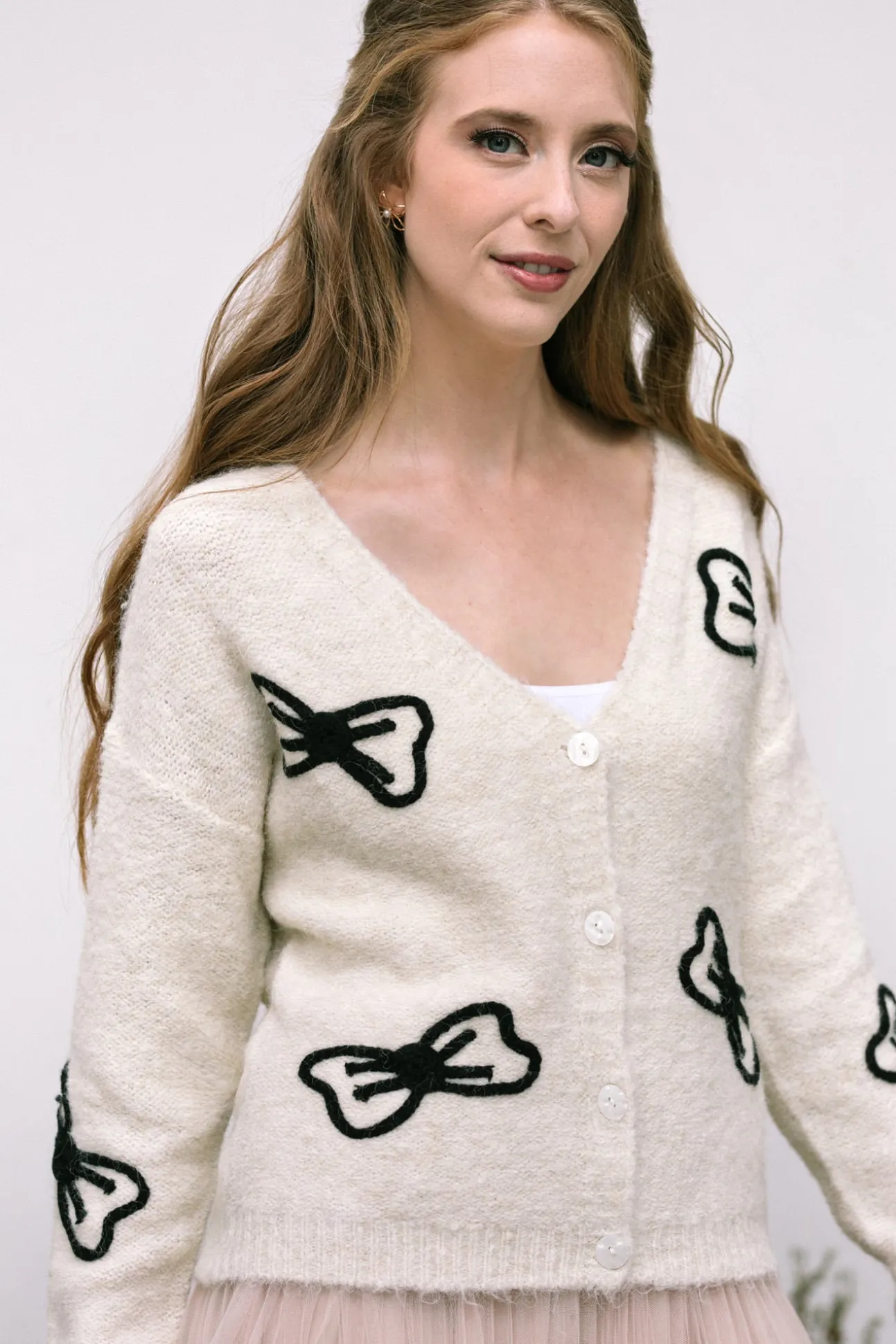 Mary Bow Embroidered Cardigan