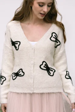 Mary Bow Embroidered Cardigan