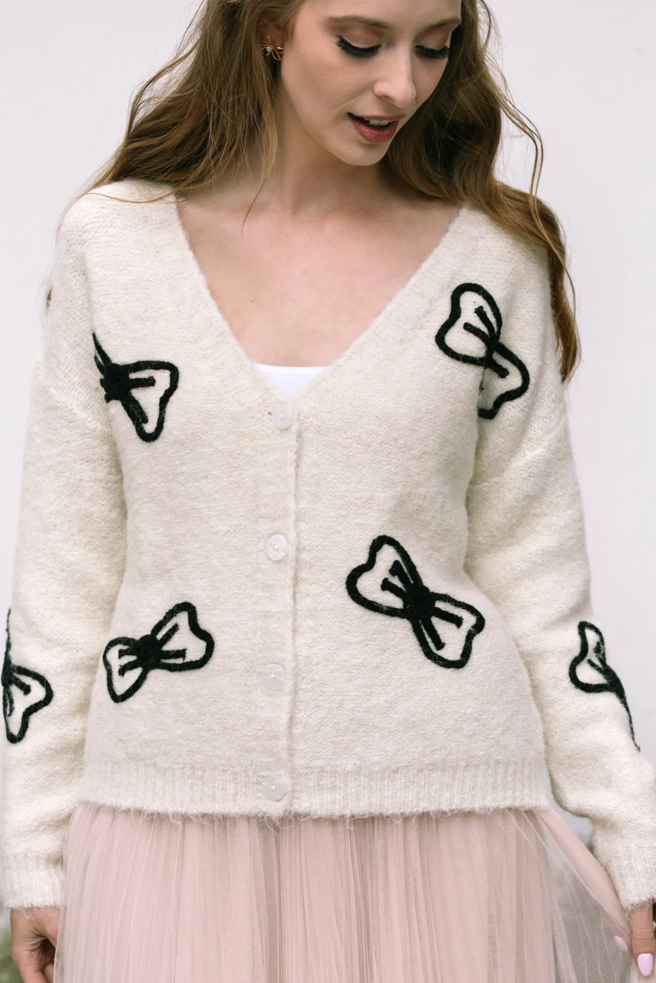 Mary Bow Embroidered Cardigan