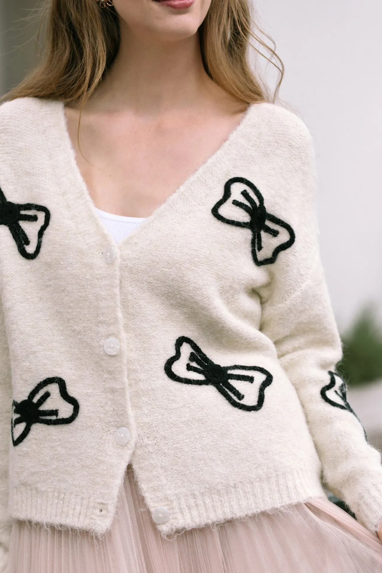 Mary Bow Embroidered Cardigan