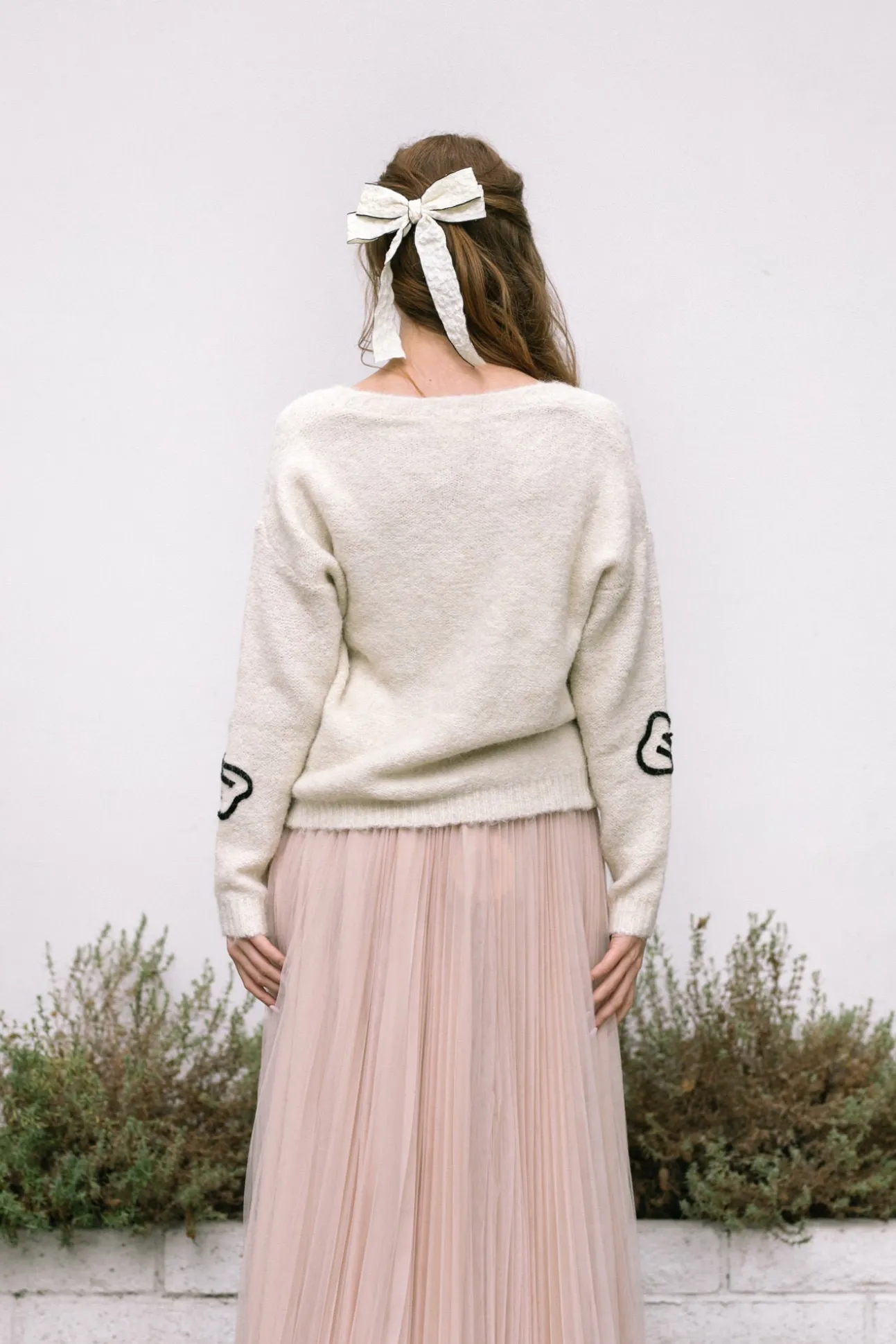 Mary Bow Embroidered Cardigan