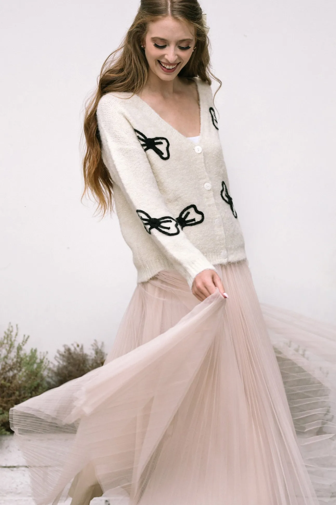 Mary Bow Embroidered Cardigan