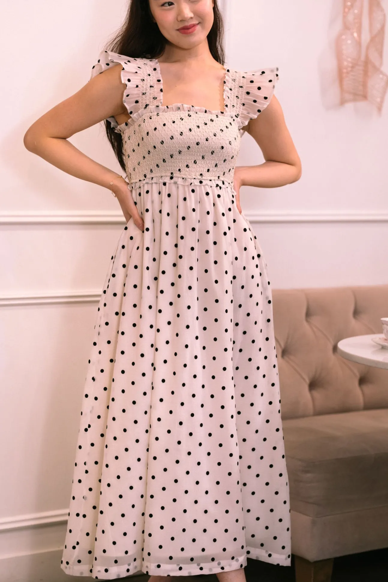 Rosario Dotted Midi Dress