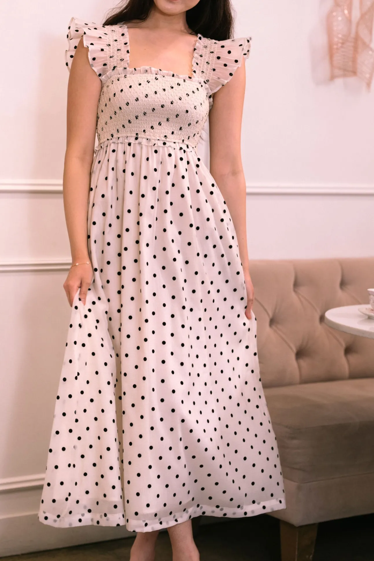 Rosario Dotted Midi Dress