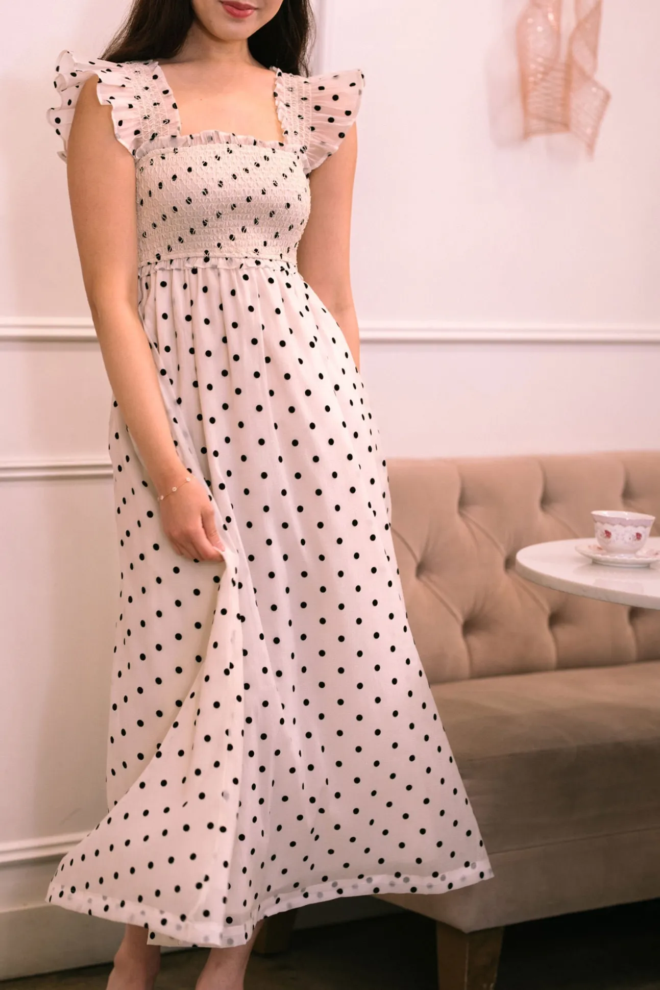 Rosario Dotted Midi Dress