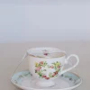 Rose Heart Swag Tea Cups and Saucers, Set of 4