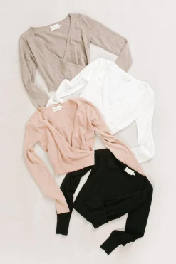 Rosette Surplice Sweater Top