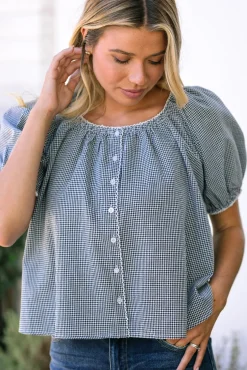Salma Gingham Buttoned Top