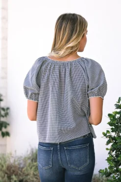 Salma Gingham Buttoned Top