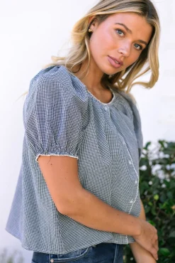 Salma Gingham Buttoned Top