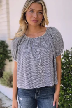 Salma Gingham Buttoned Top