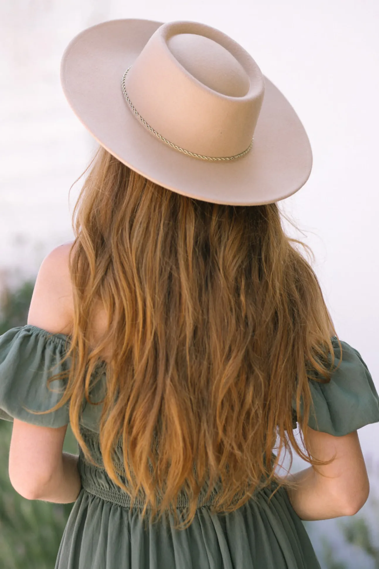 Sarah Wide Brim Hat with Twisted Chain
