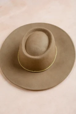 Sarah Wide Brim Hat with Twisted Chain
