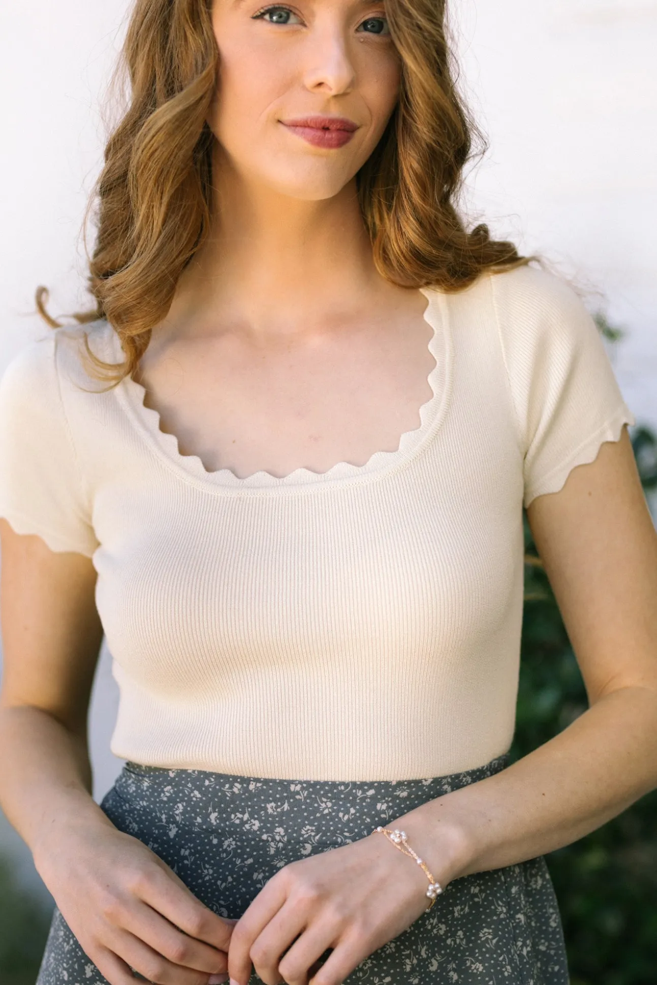 Sharon Scalloped Cropped Top