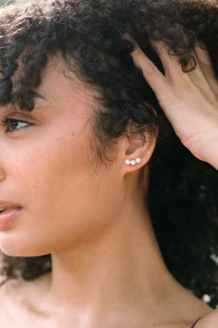 Veronica Pearl Trio Stud Earrings